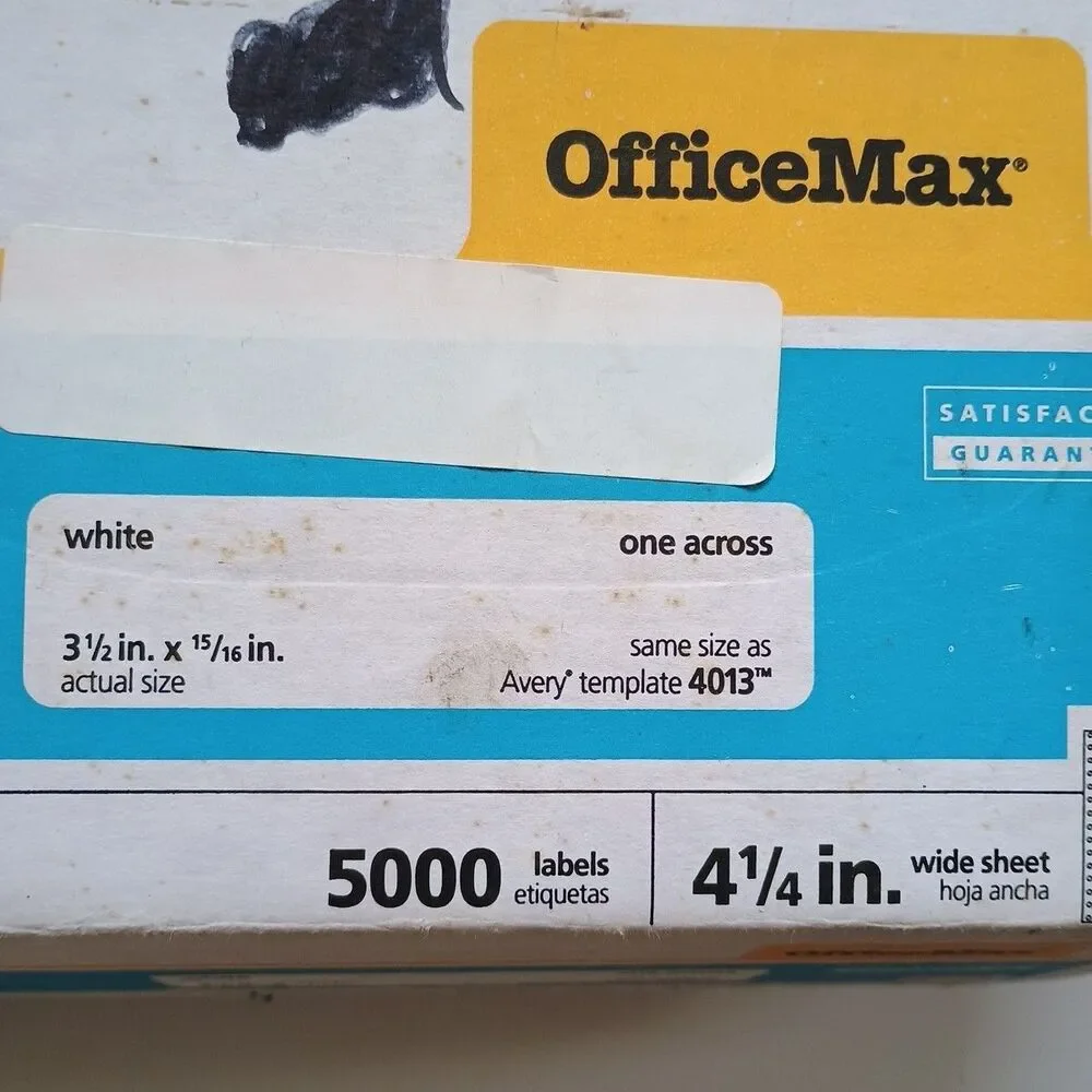 OfficeMax Laser/Inkjet Bright White Shipping Labels 3-1/2